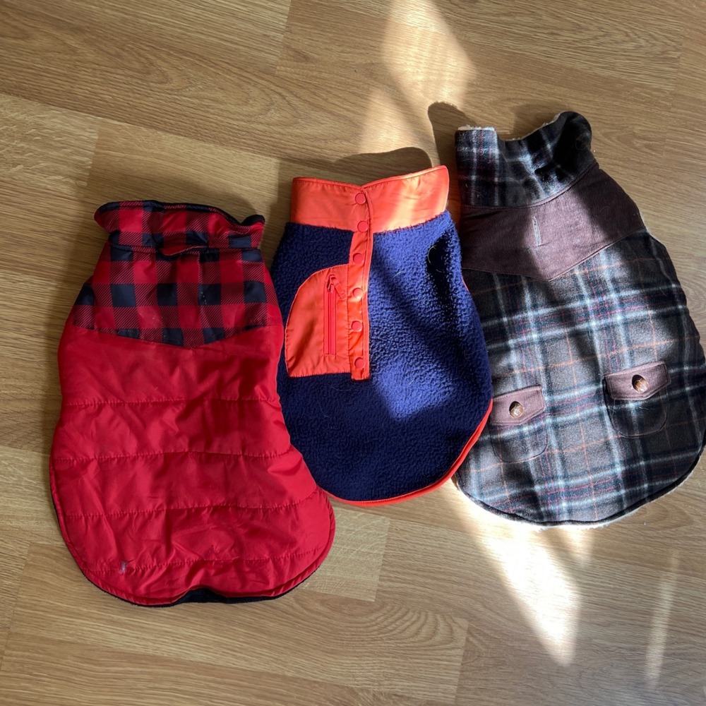 Lot of 3: Dog Sweater Fleece Jackets Fits Medium Lined Multicolor Fabdog Top Paw